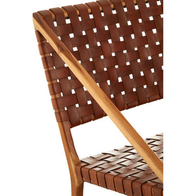 Kendari Tan Strapped Leather And Teak Chair