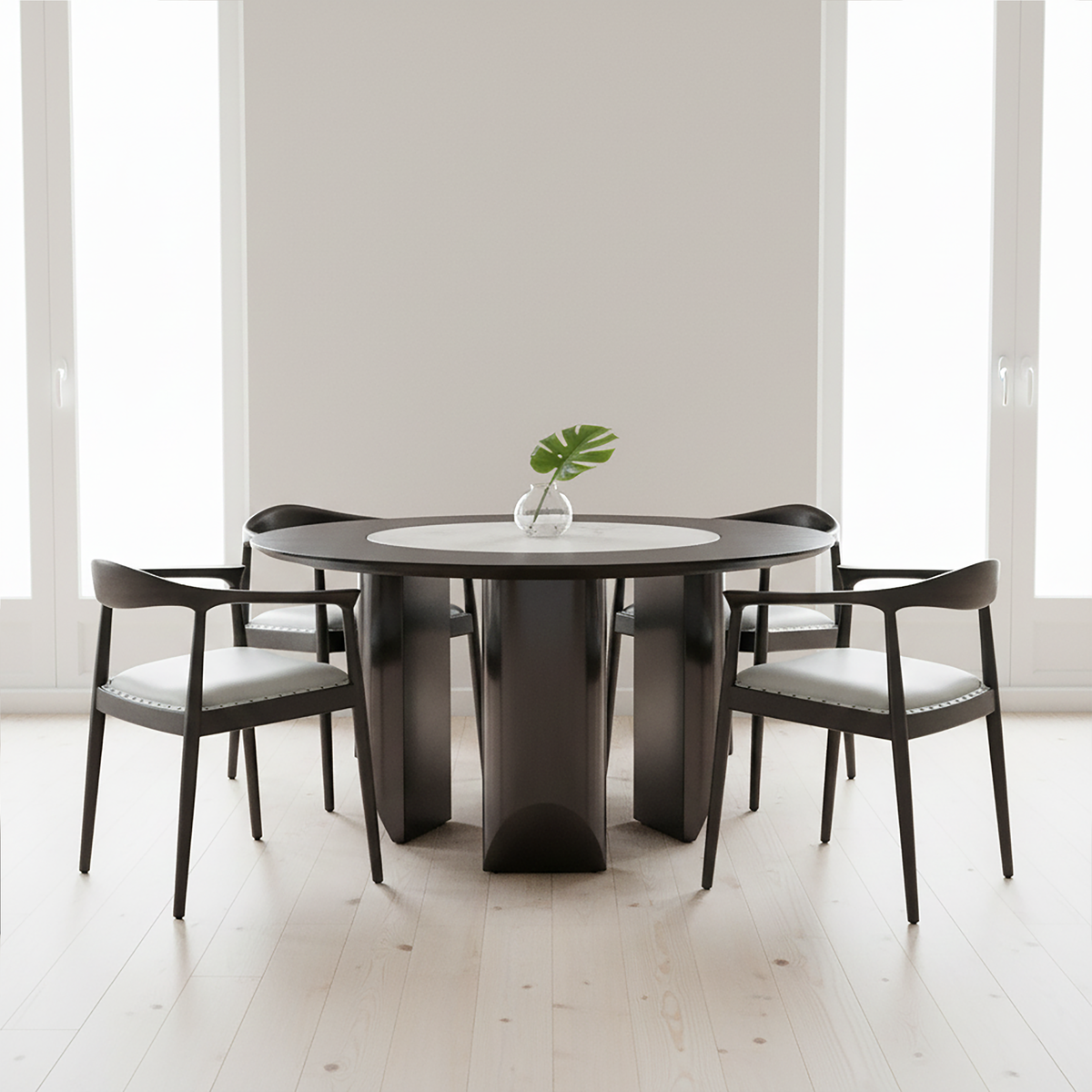 Kendari Open Back Grey Leather Chair - PN Home