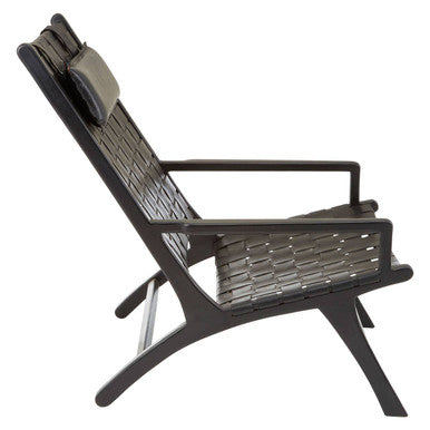 Kendari Black Leather Woven Chair - PN Home
