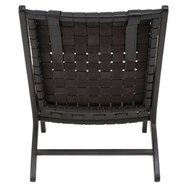 Kendari Black Leather Woven Chair - PN Home