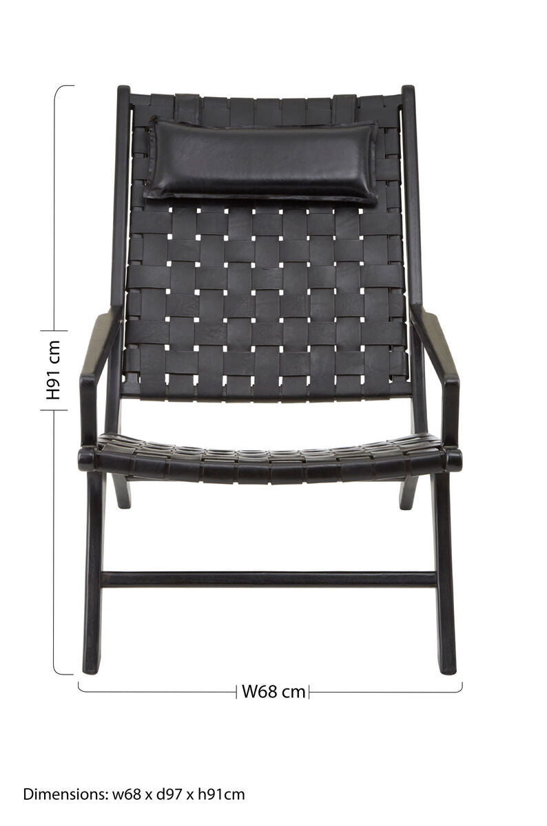 Kendari Black Leather Woven Chair - PN Home