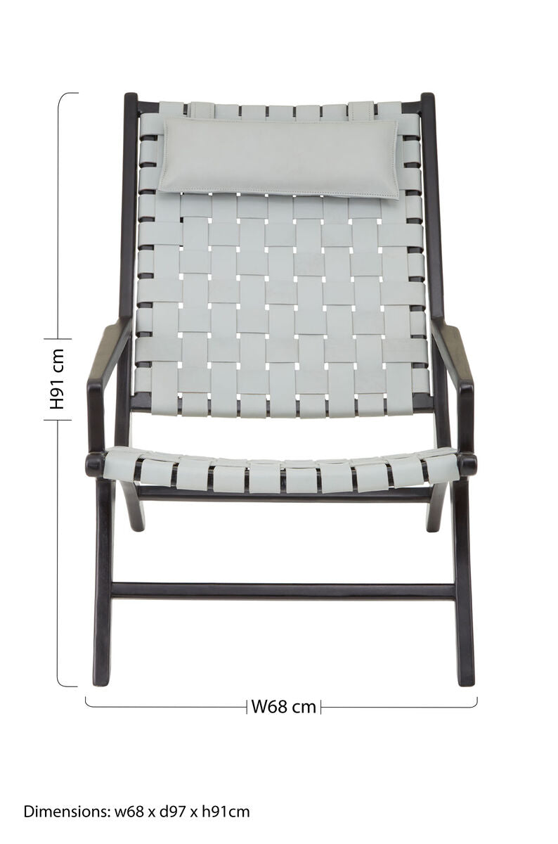 Kendari Grey Woven Leather Strap Chair - PN Home