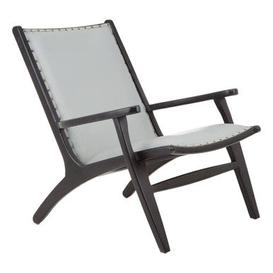 Kendari Grey Leather and Teak Wood Chair - PN Home