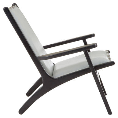 Kendari Grey Leather and Teak Wood Chair - PN Home