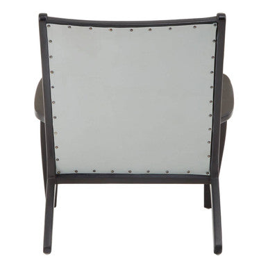 Kendari Grey Leather and Teak Wood Chair - PN Home