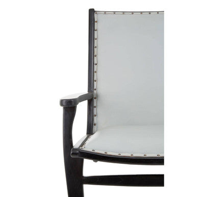 Kendari Grey Leather and Teak Wood Chair - PN Home
