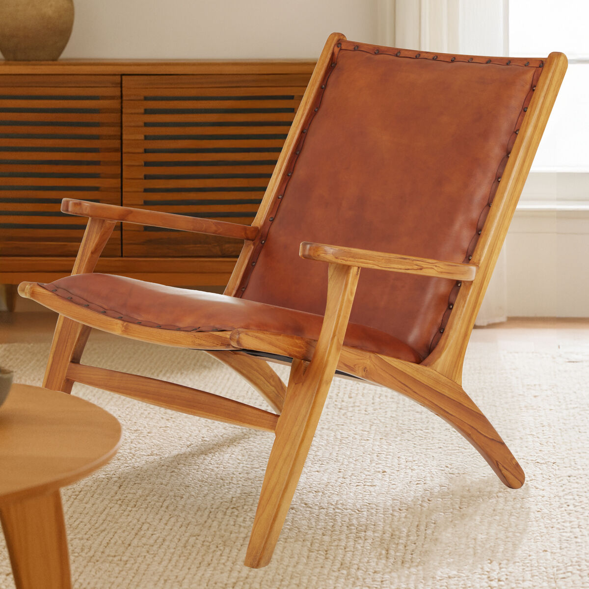 Kendari Brown Leather Chair - PN Home