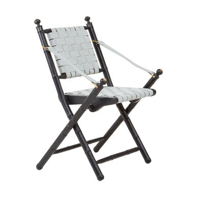 Kendari White Leather And Black Teak Wood Chair - PN Home