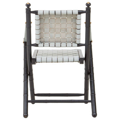 Kendari White Leather And Black Teak Wood Chair - PN Home