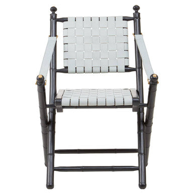 Kendari White Leather And Black Teak Wood Chair - PN Home