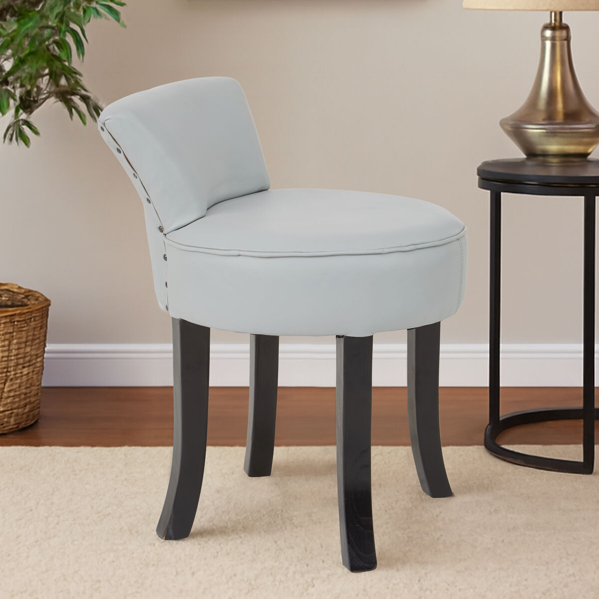 Kendari Grey Leather Rounded Chair - PN Home
