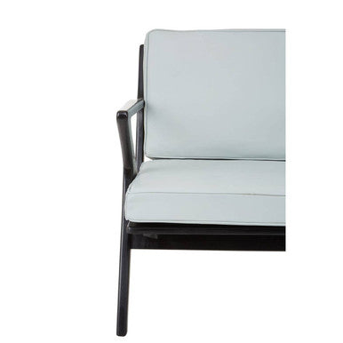 Kendari Grey Leather and Black Teak Wood Armchair - PN Home