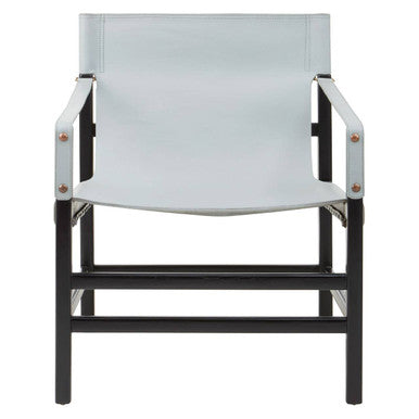 Kendari Grey Leather and Black Teak Wood Chair - PN Home