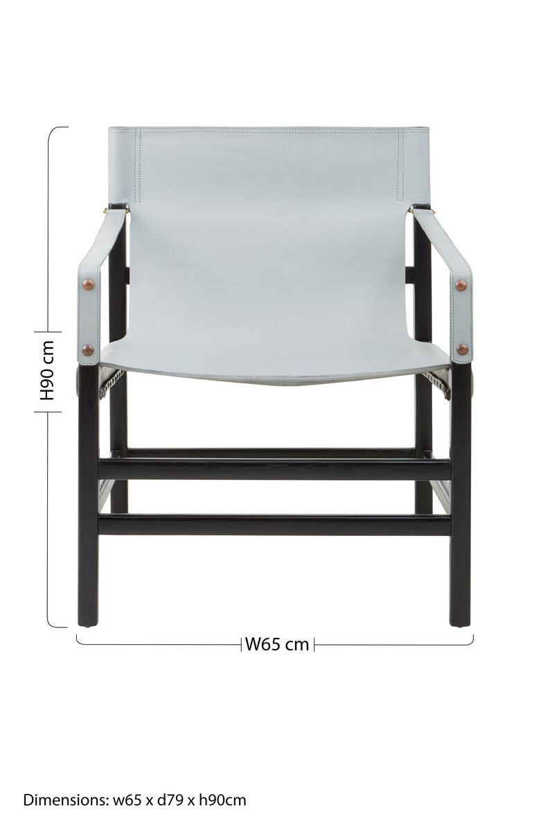 Kendari Grey Leather and Black Teak Wood Chair - PN Home