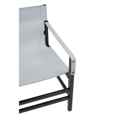 Kendari Grey Leather and Black Teak Wood Chair - PN Home