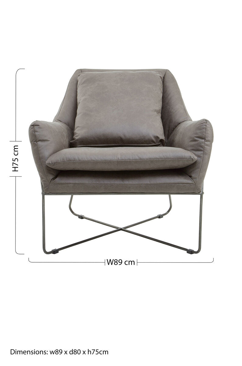 Hugo Grey faux leather Chair - PN Home
