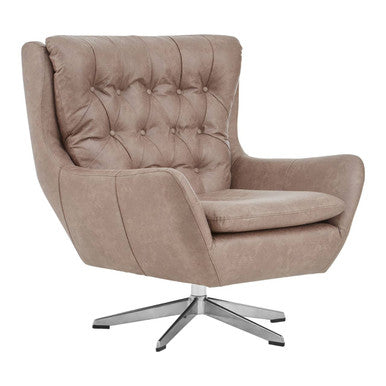 Harold Brown Leather Effect Swivel Chair - PN Home