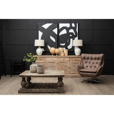 Harold Brown Leather Effect Swivel Chair - PN Home