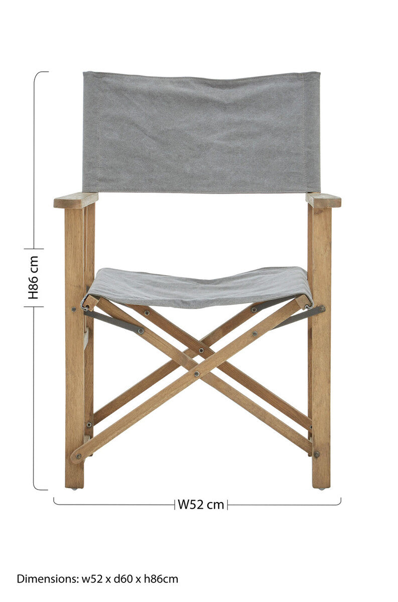 Hugh Grey linen Directors Chair - PN Home