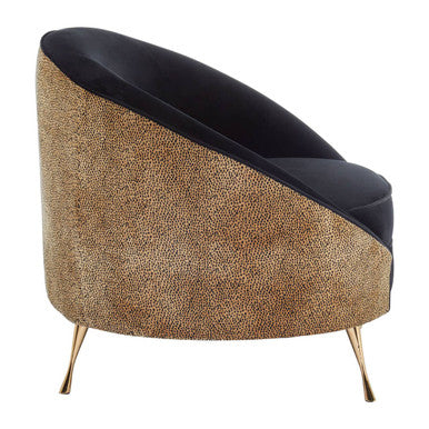 Manhattan Black Velvet and Leopard Print Cocoon Chair - PN Home