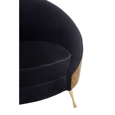 Manhattan Black Velvet and Leopard Print Cocoon Chair - PN Home