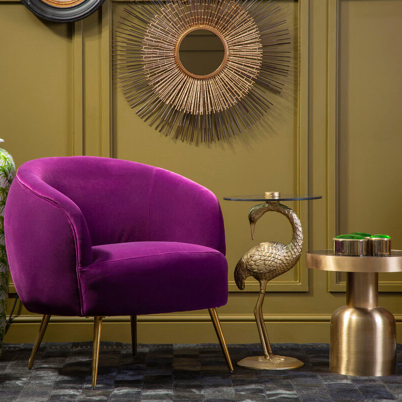 Manhattan Purple Velvet Curved Accent Chair - PN Home