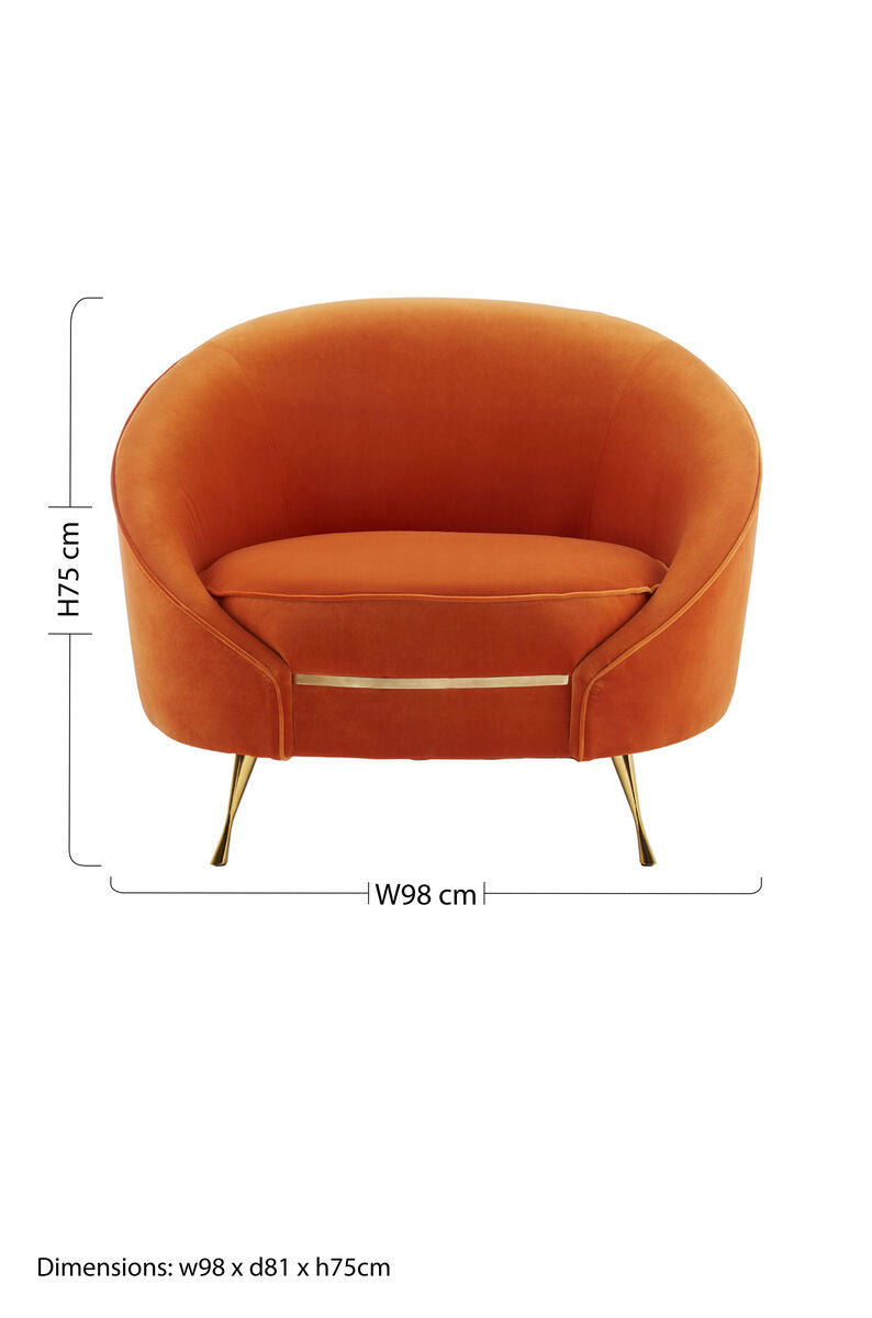 Manhattan Orange Velvet Cocoon Chair - PN Home