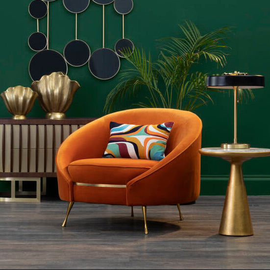 Manhattan Orange Velvet Cocoon Chair - PN Home