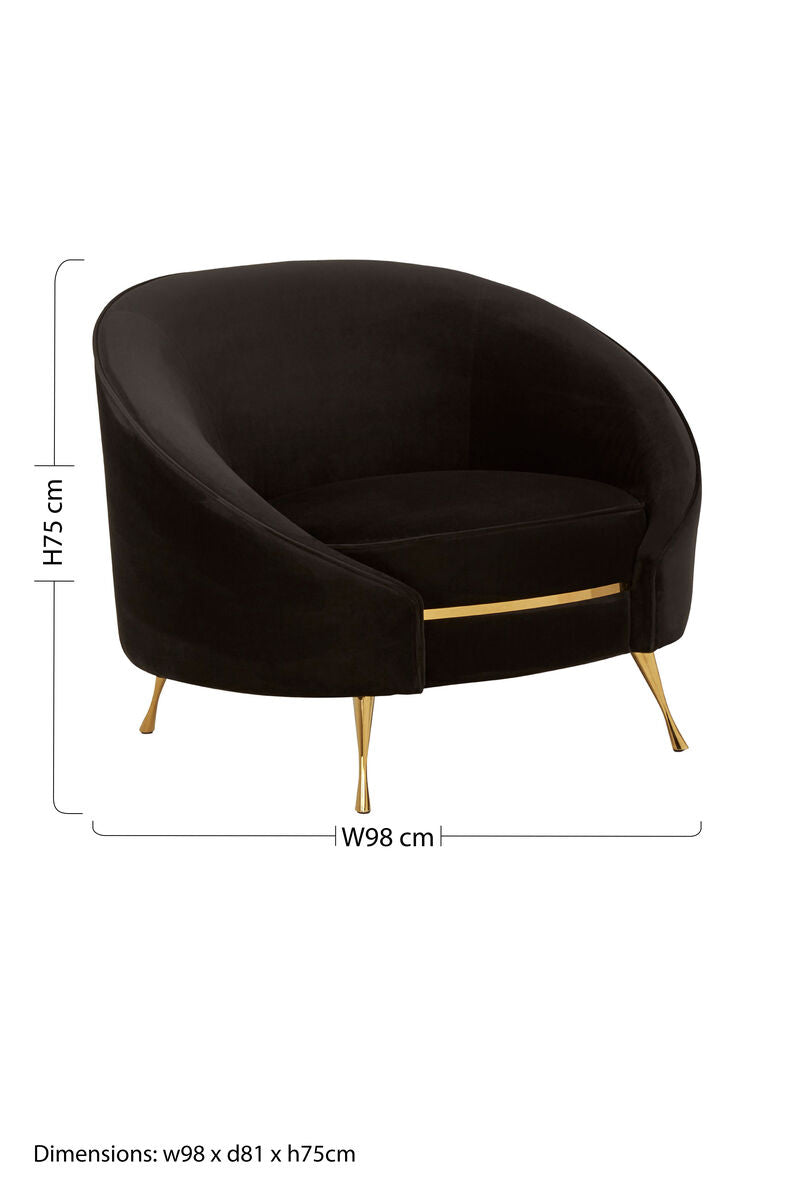 Manhattan Black Velvet Cocoon Chair - PN Home