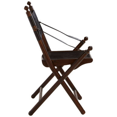 Inca Black Leather and Teak Wood Folding Chair - PN Home