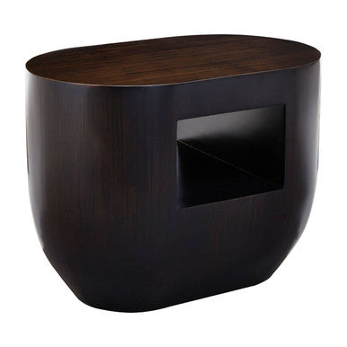 Gabelle Oval Ebony Bamboo Side Table - PN Home