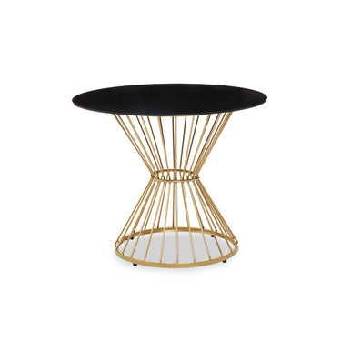 Hourglass Dining Table with Black Glass Top and Gold Base, Anzio - PN Home