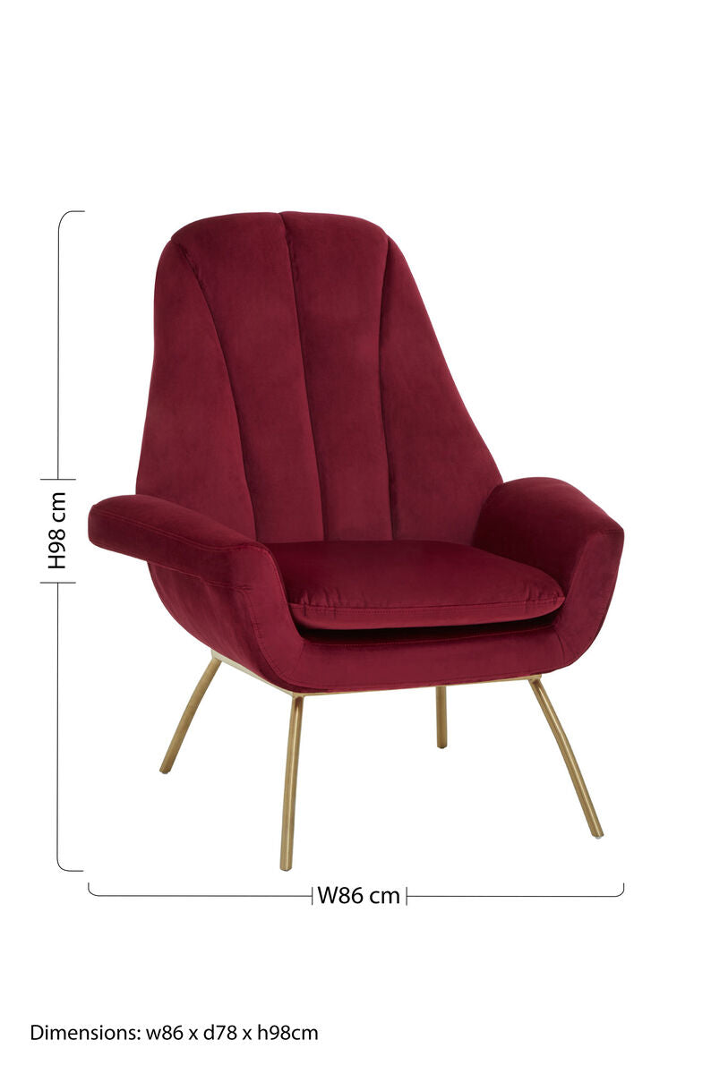 Billi Wine Velvet Lounge Chair - PN Home