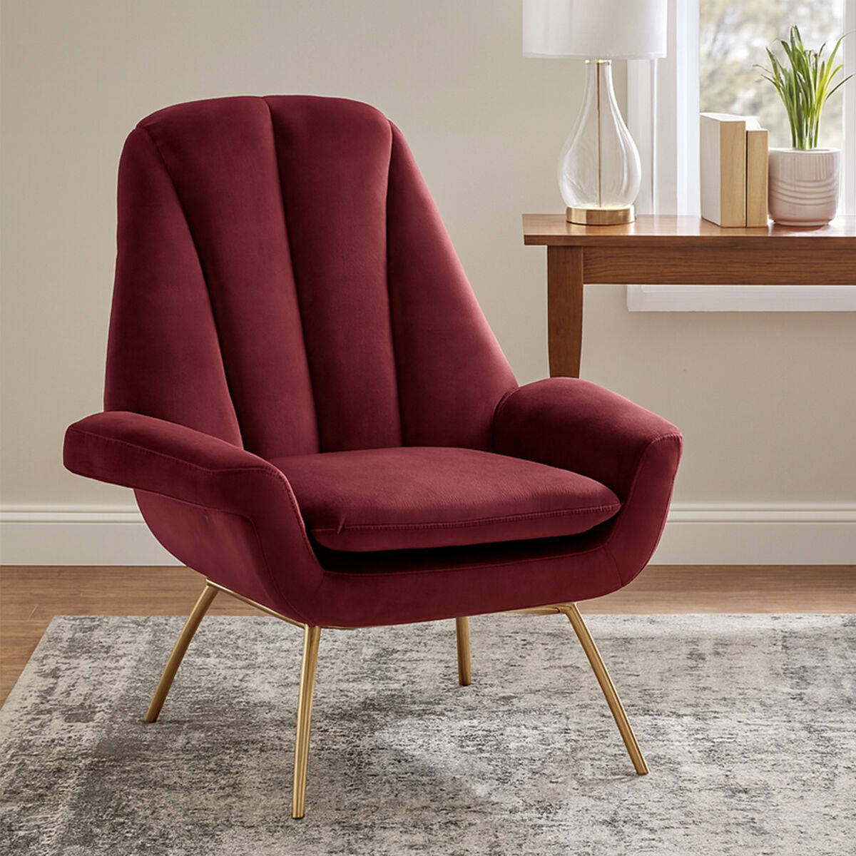 Billi Wine Velvet Lounge Chair