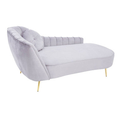 Felizia Grey Velvet Left Hand Chaise Lounge
