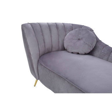 Felizia Grey Velvet Left Hand Chaise Lounge