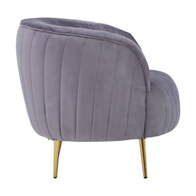 Florina Grey Velvet Chair With Gold Legs - PN Home