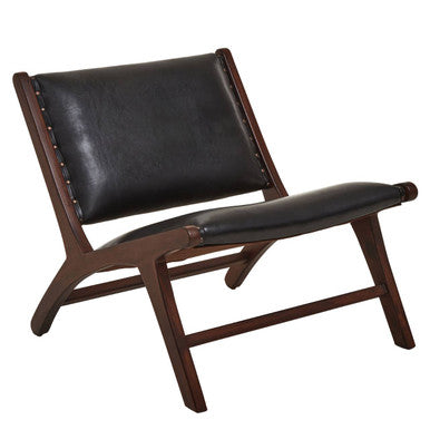 Inca Genuine Black Leather Lounge Chair - PN Home