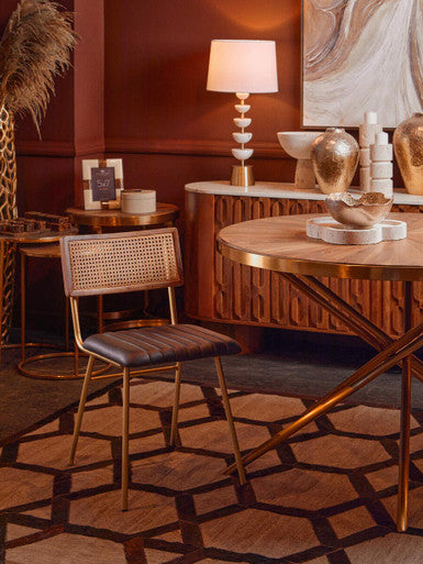 Jana Round Fir Wood Dining Table with Splayed Legs