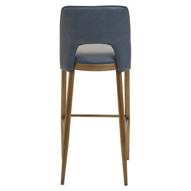 Gilden Blue Leather Effect Bar Chair