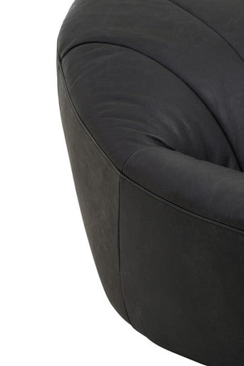 Hoxton Antique Black Leather Lounge Cocoon Chair - PN Home