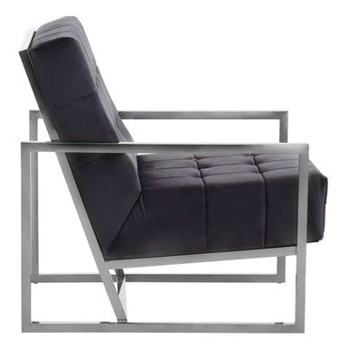 Hana Black Velvet Chair with Stainless Steel Frame - PN Home