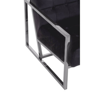 Hana Black Velvet Chair with Stainless Steel Frame - PN Home