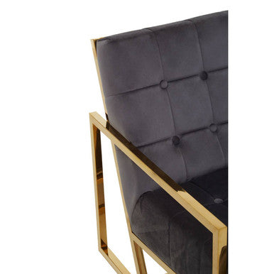Hana Grey Velvet Chair With Gold Frame - PN Home