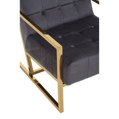 Hana Grey Velvet Chair With Gold Frame - PN Home