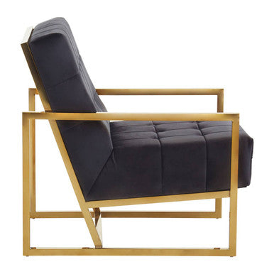 Hana Black Velvet Chair With Gold Frame - PN Home