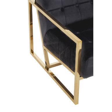 Hana Black Velvet Chair With Gold Frame - PN Home
