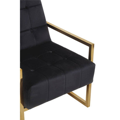 Hana Black Velvet Chair With Gold Frame - PN Home