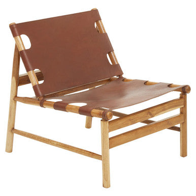 Kendari Antique Brown Leather Sling Chair - PN Home