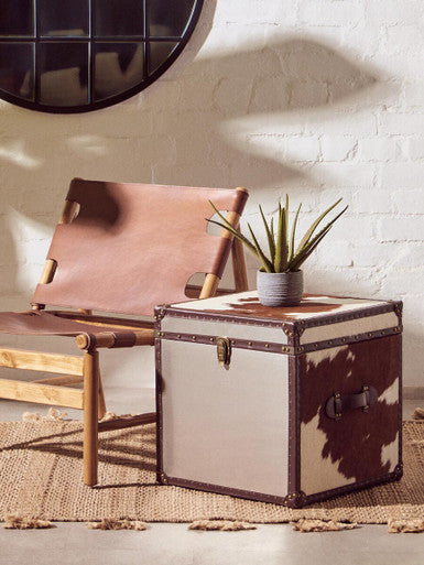 Kendari Antique Brown Leather Sling Chair - PN Home